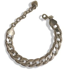 Vintage silver link bracelet with small heart charm